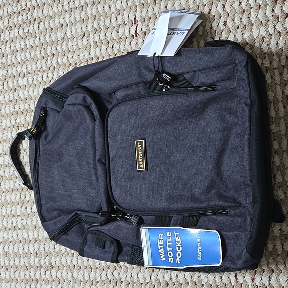 Eastsport Prince Top Loader Black Backpack 17 3/4" Water Bottle Pocket - Picture 1 of 2
